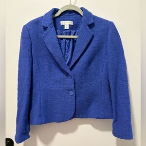Bright Blue Women's Knit Blazer - Classic Tailored Style - Petite Sophisticate